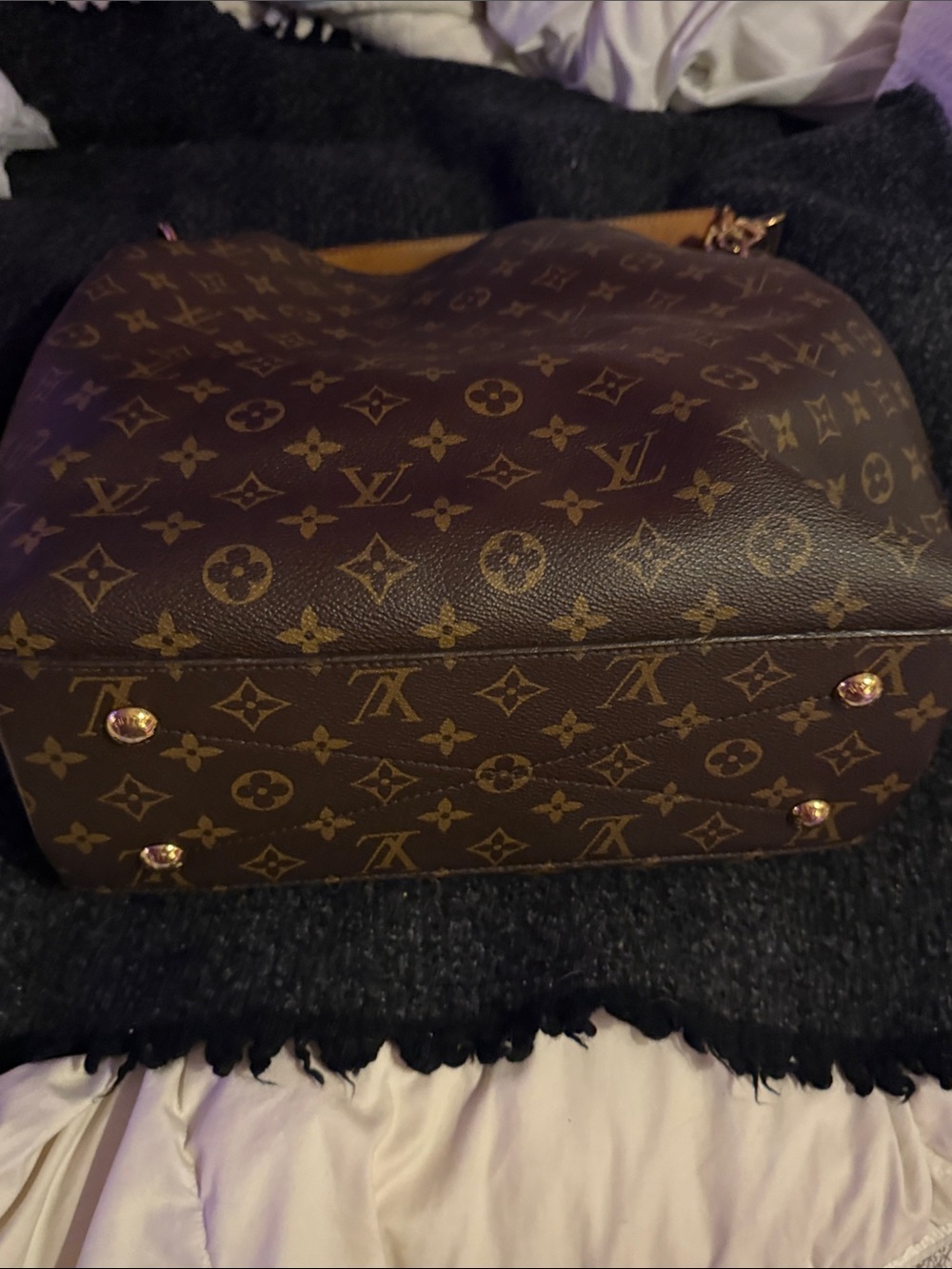 Louis Vuitton Brown Monogram Canvas Hobo with Tan Trim - Picture 3 of 5